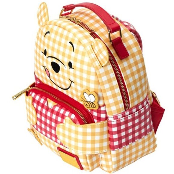 Winnie The Pooh Loungefly Backpack Purse Gingham Bee Honey - Picture 3 of 6